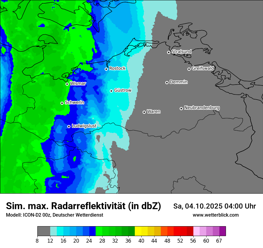 Modellkarten Simuliertes Radarbild