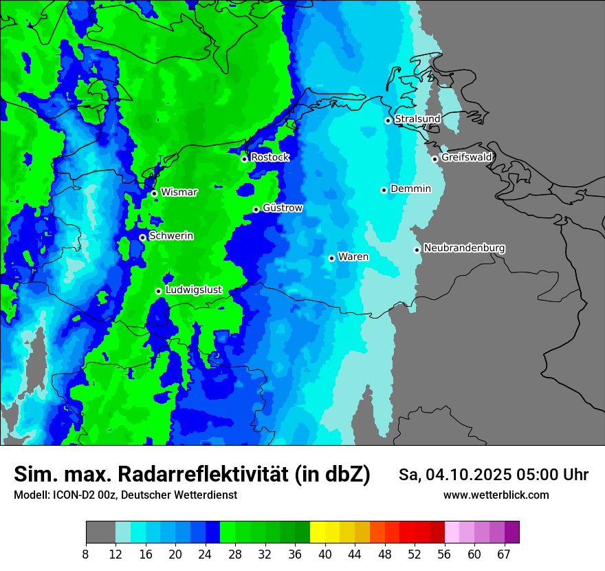Modellkarten Simuliertes Radarbild