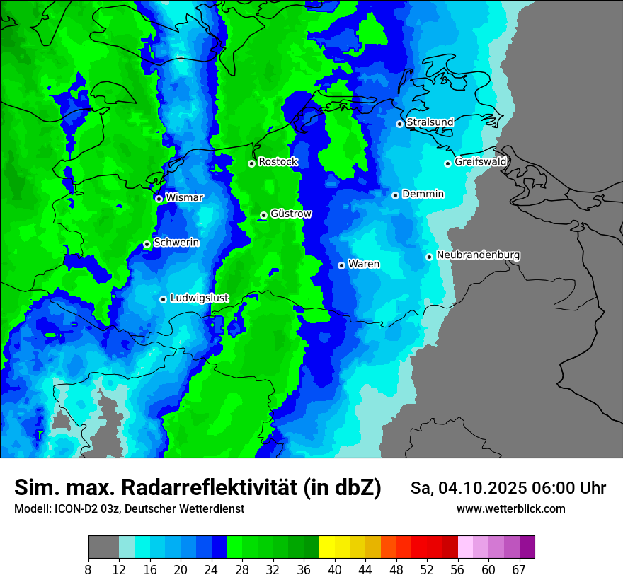 Modellkarten Simuliertes Radarbild