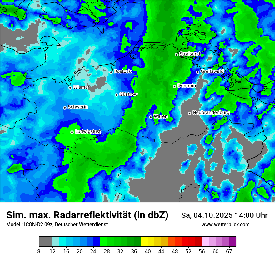 Modellkarten Simuliertes Radarbild