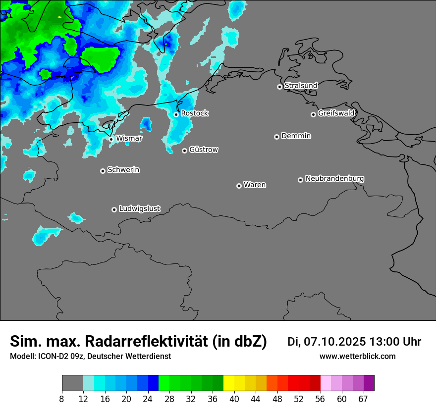 Modellkarten Simuliertes Radarbild
