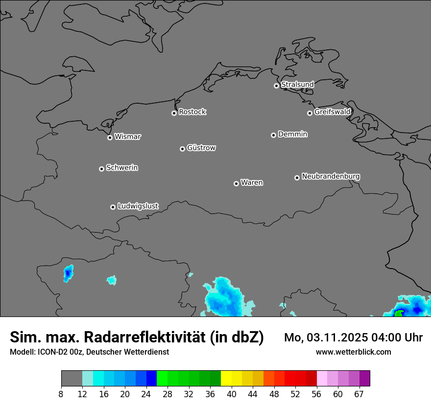 Modellkarten Simuliertes Radarbild