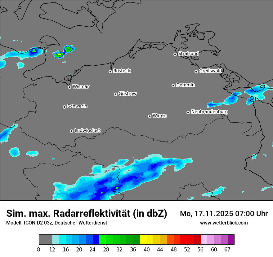 Modellkarten Simuliertes Radarbild