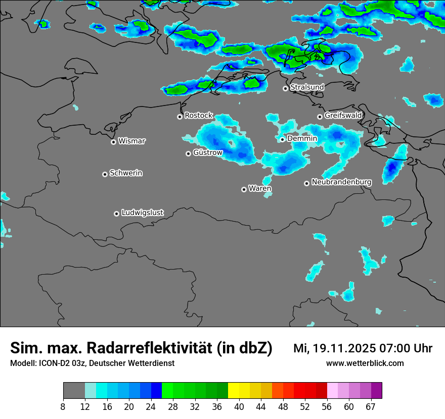 Modellkarten Simuliertes Radarbild