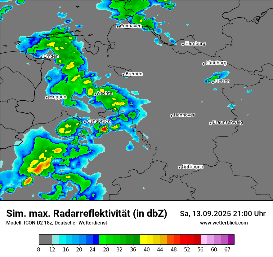Modellkarten Simuliertes Radarbild