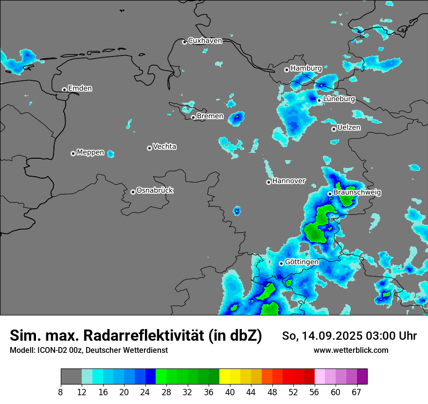 Modellkarten Simuliertes Radarbild