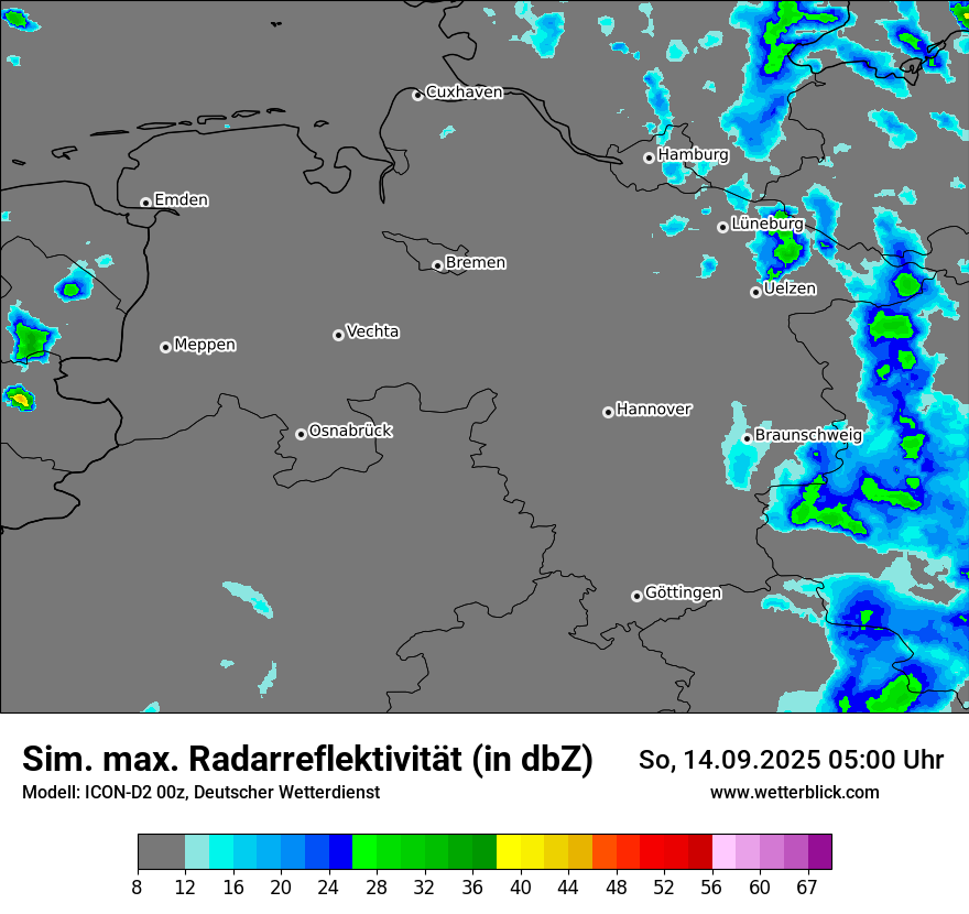 Modellkarten Simuliertes Radarbild