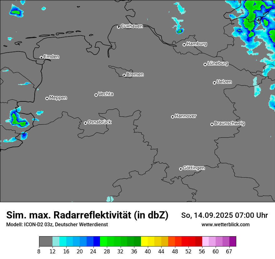 Modellkarten Simuliertes Radarbild