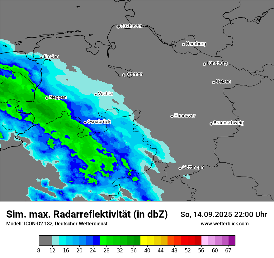 Modellkarten Simuliertes Radarbild
