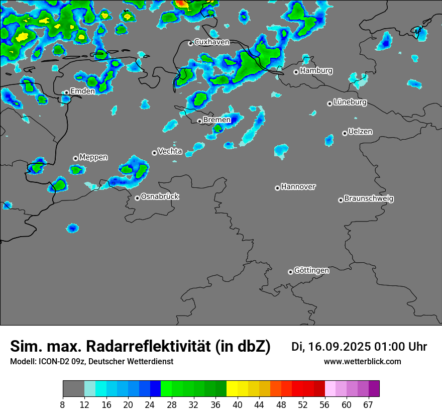 Modellkarten Simuliertes Radarbild