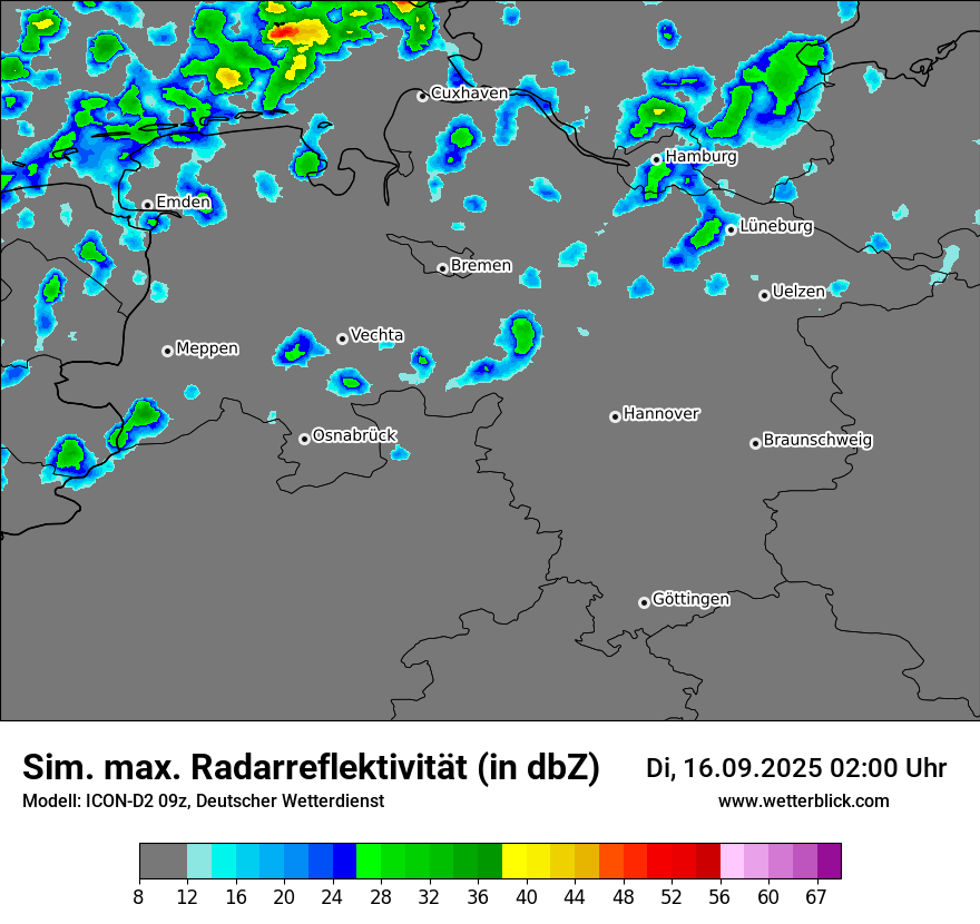Modellkarten Simuliertes Radarbild