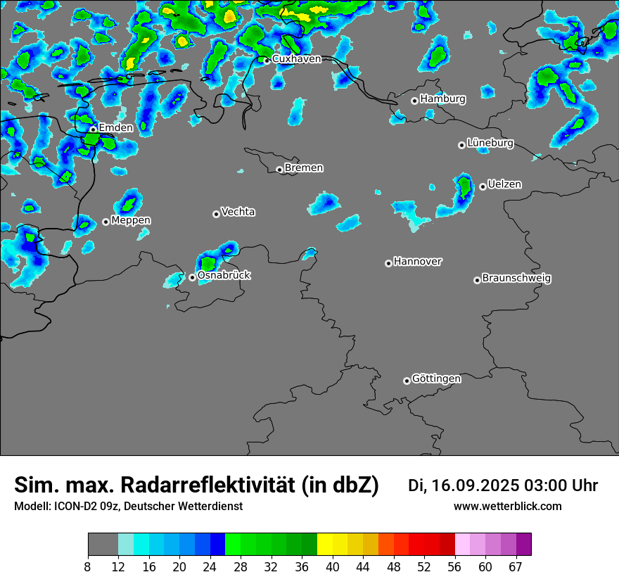 Modellkarten Simuliertes Radarbild