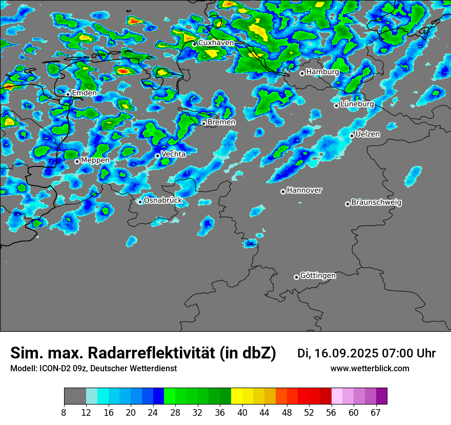 Modellkarten Simuliertes Radarbild