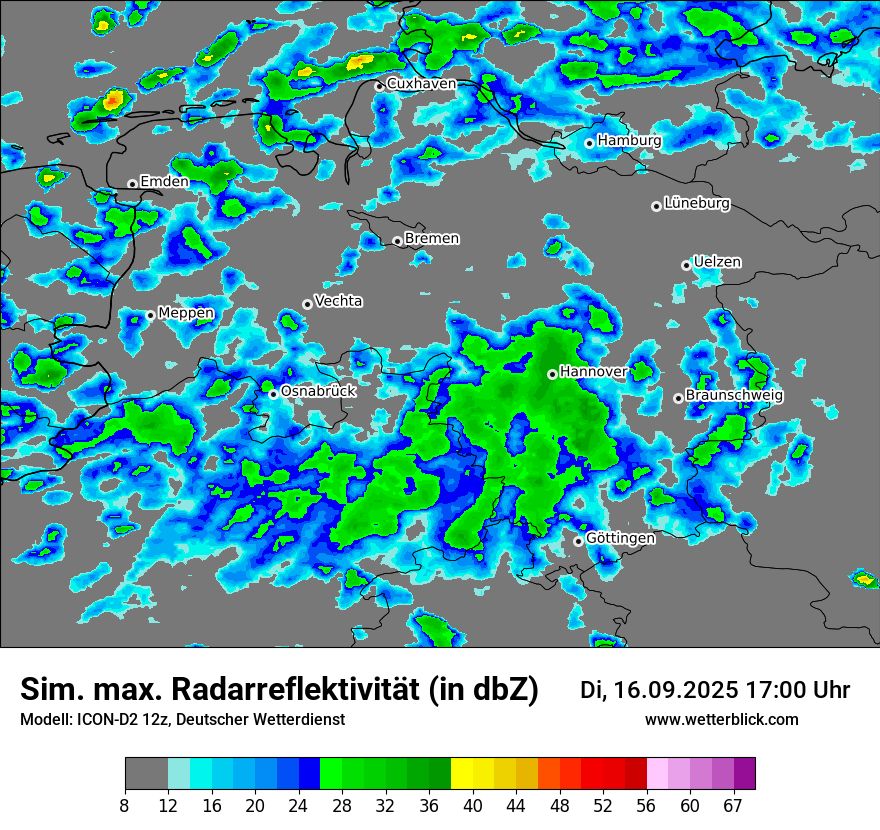 Modellkarten Simuliertes Radarbild