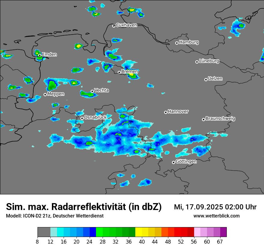Modellkarten Simuliertes Radarbild