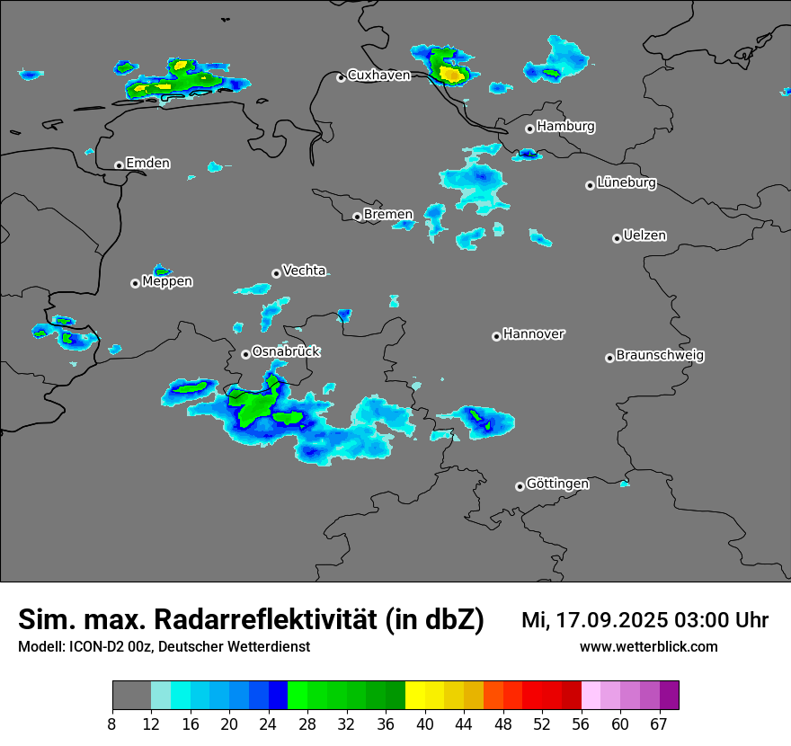 Modellkarten Simuliertes Radarbild