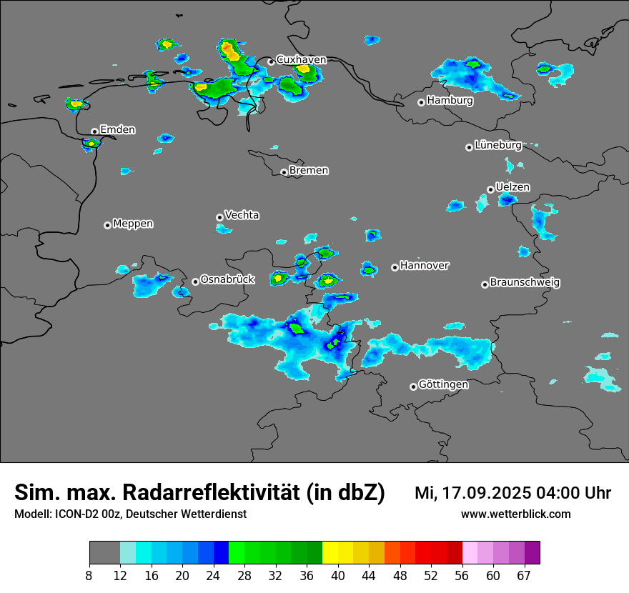Modellkarten Simuliertes Radarbild