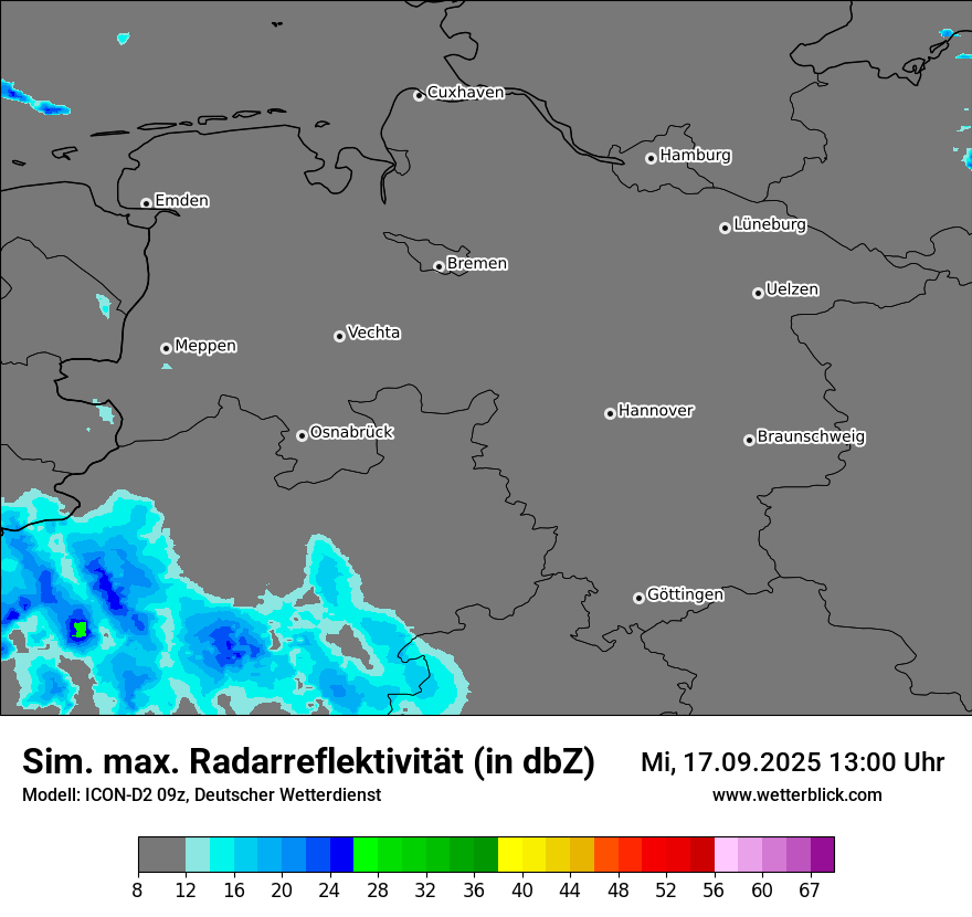 Modellkarten Simuliertes Radarbild