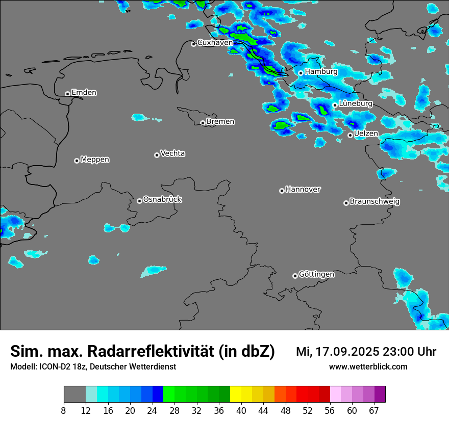 Modellkarten Simuliertes Radarbild