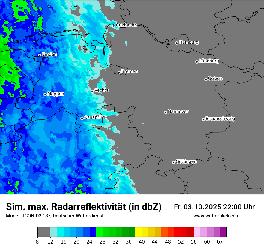 Modellkarten Simuliertes Radarbild