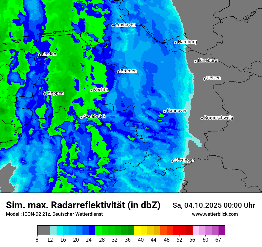 Modellkarten Simuliertes Radarbild
