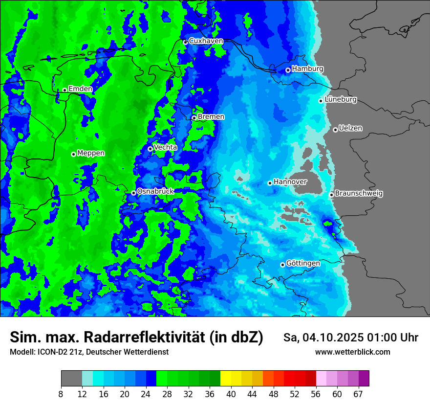 Modellkarten Simuliertes Radarbild