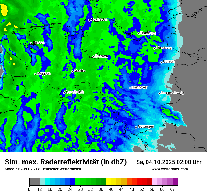 Modellkarten Simuliertes Radarbild