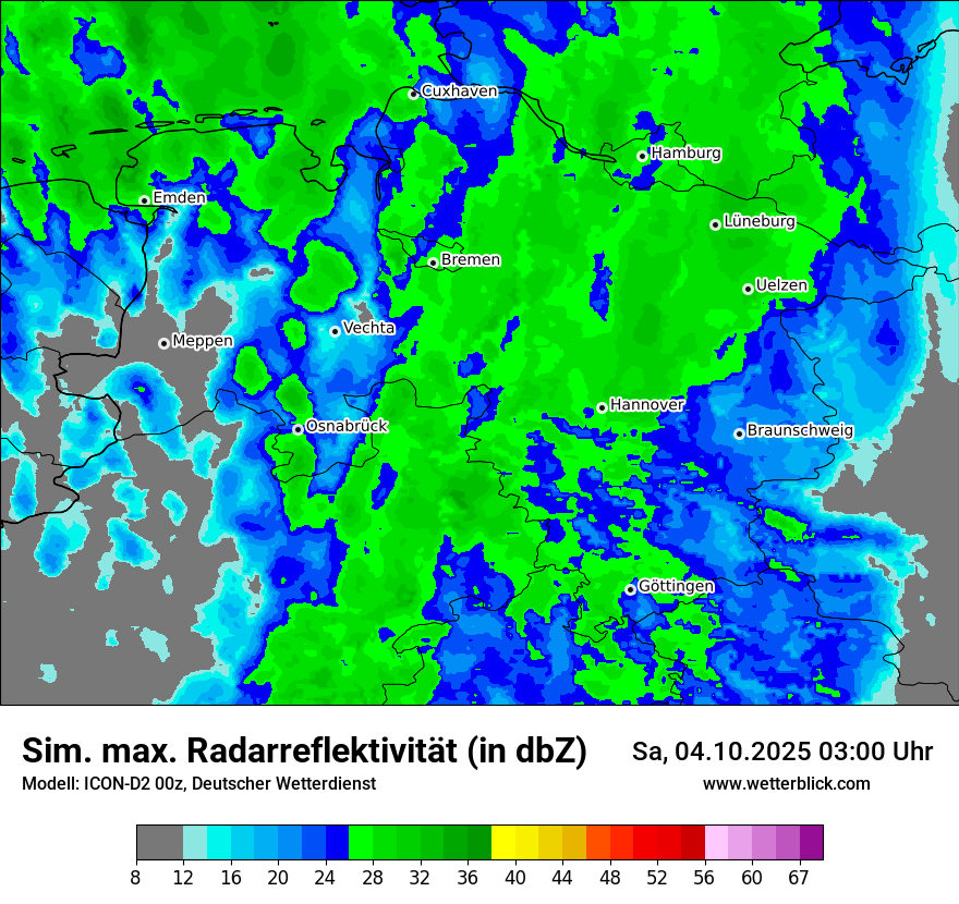 Modellkarten Simuliertes Radarbild