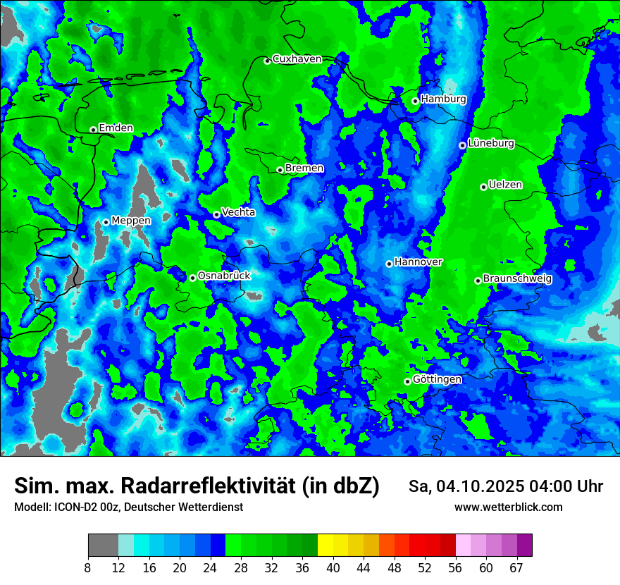 Modellkarten Simuliertes Radarbild