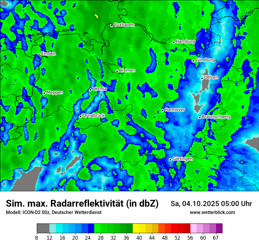 Modellkarten Simuliertes Radarbild