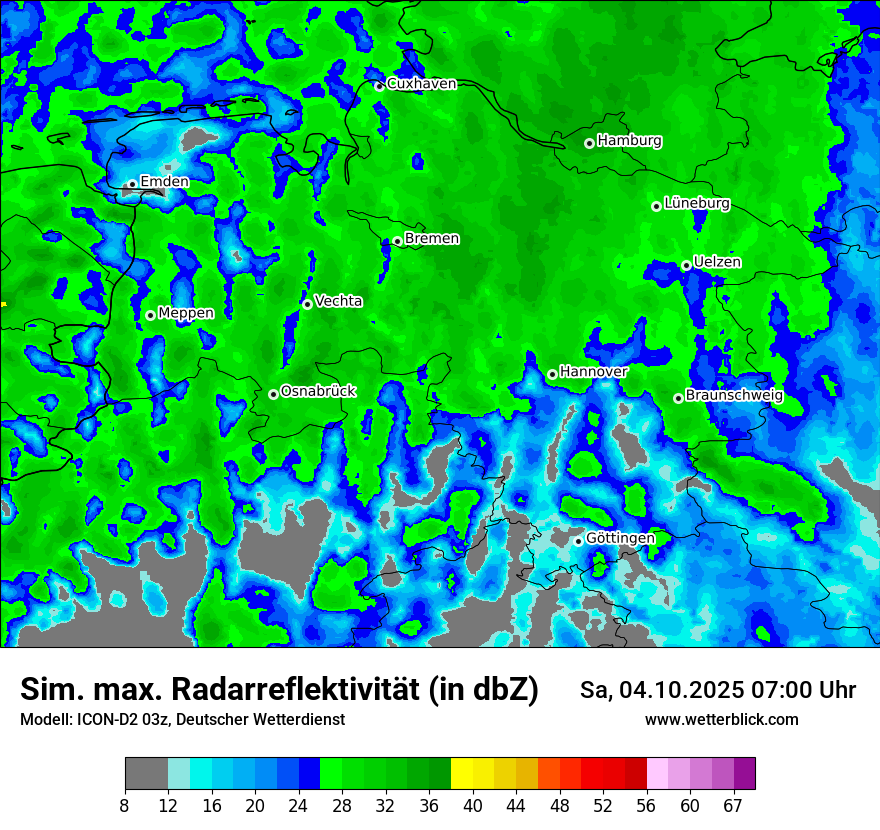 Modellkarten Simuliertes Radarbild
