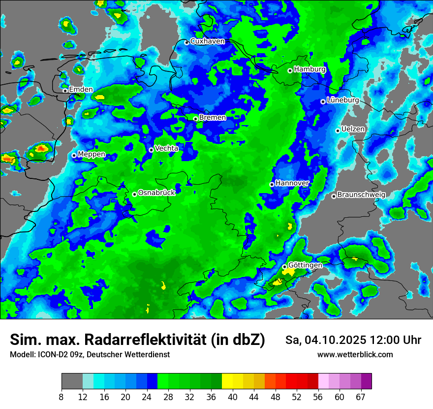 Modellkarten Simuliertes Radarbild