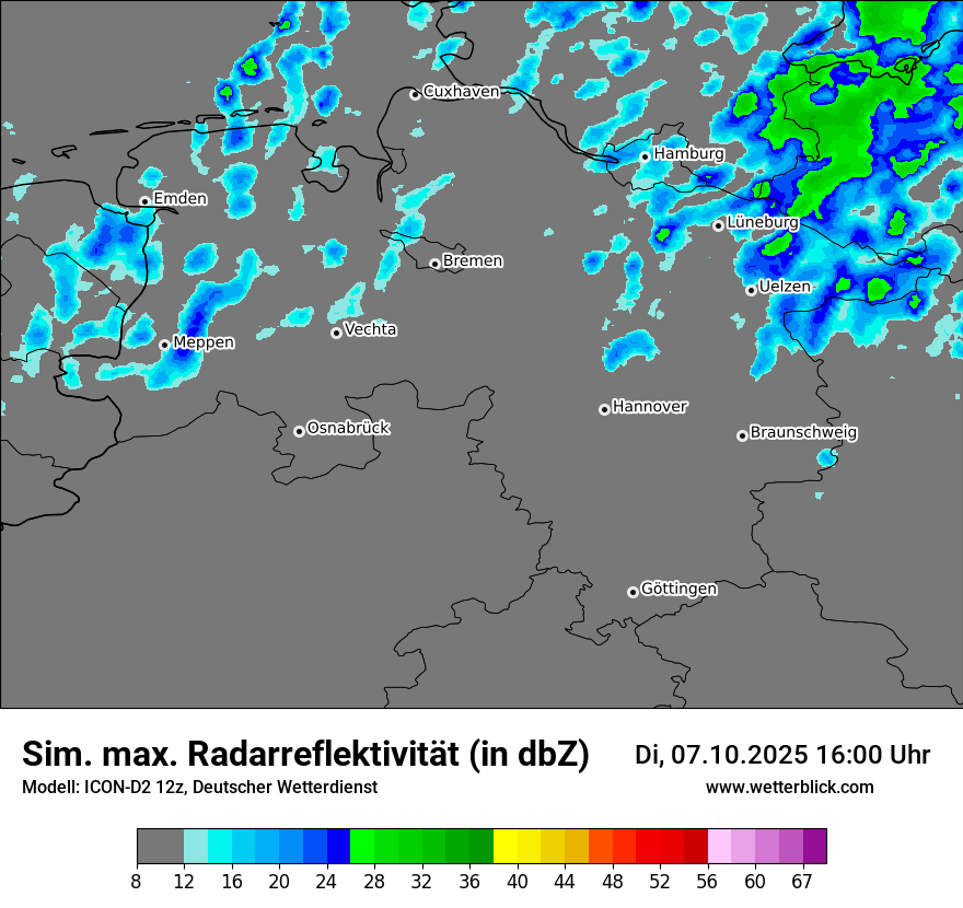 Modellkarten Simuliertes Radarbild