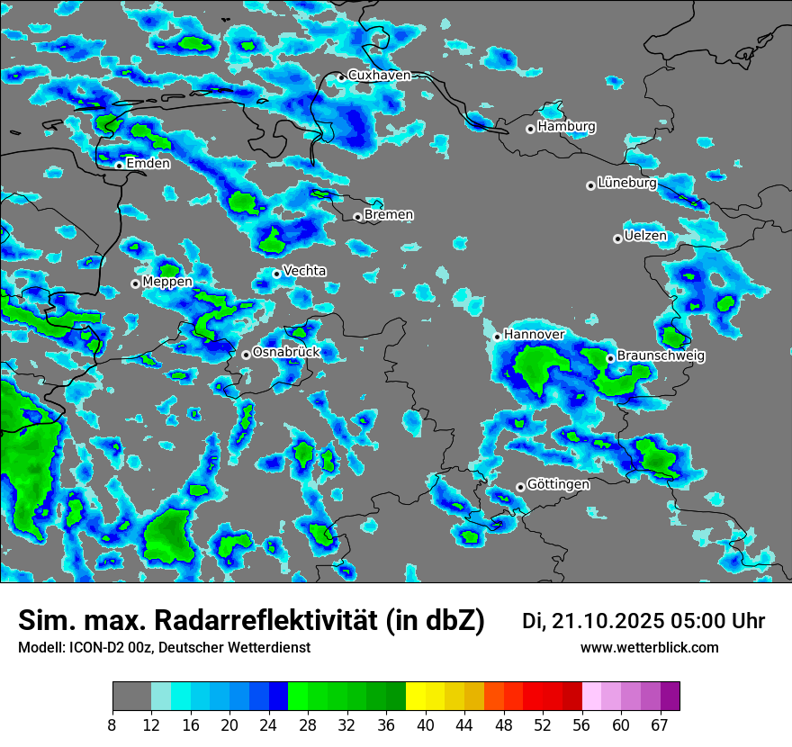 Modellkarten Simuliertes Radarbild
