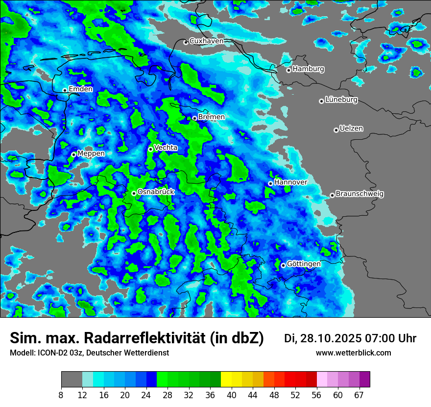 Modellkarten Simuliertes Radarbild