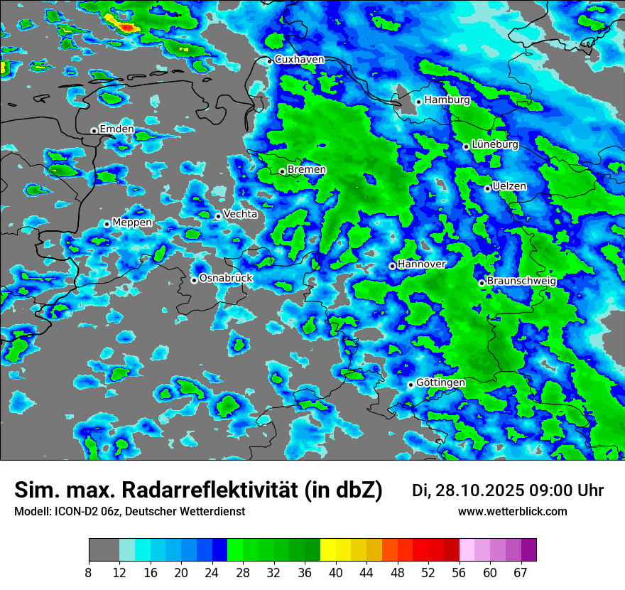 Modellkarten Simuliertes Radarbild
