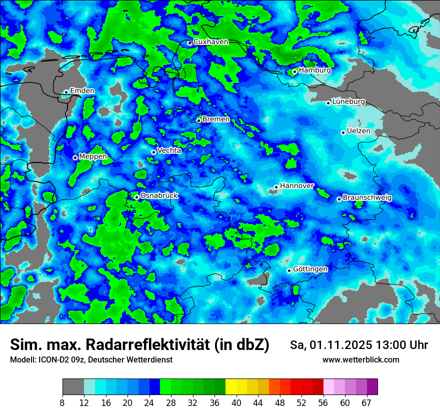 Modellkarten Simuliertes Radarbild