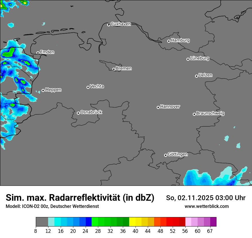 Modellkarten Simuliertes Radarbild