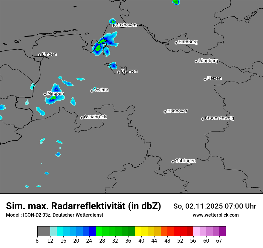 Modellkarten Simuliertes Radarbild