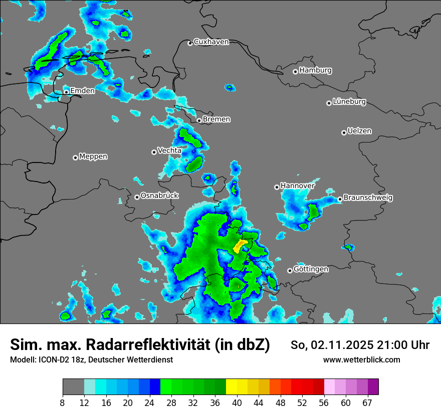 Modellkarten Simuliertes Radarbild