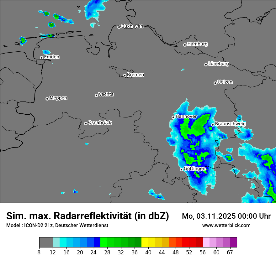 Modellkarten Simuliertes Radarbild