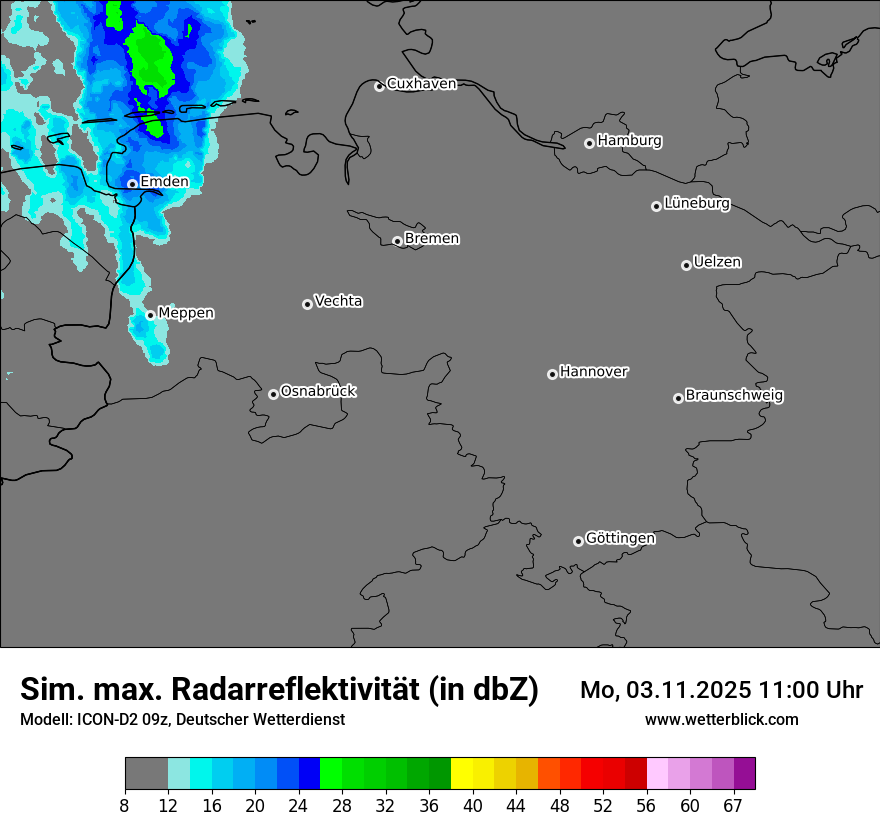 Modellkarten Simuliertes Radarbild