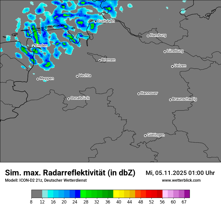 Modellkarten Simuliertes Radarbild