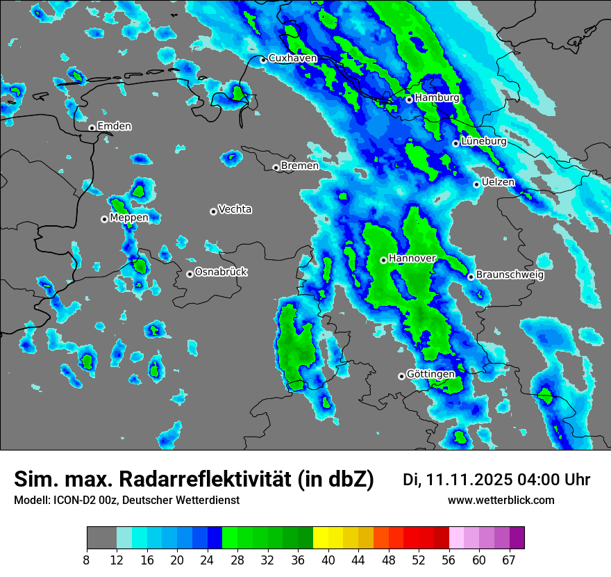 Modellkarten Simuliertes Radarbild