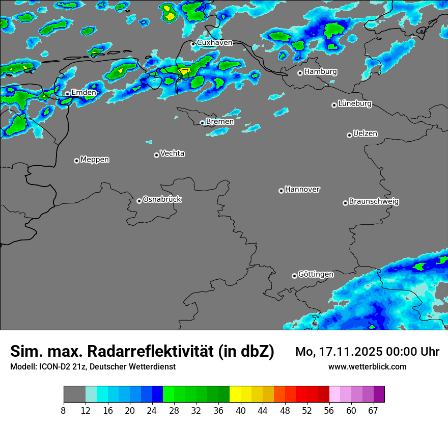 Modellkarten Simuliertes Radarbild