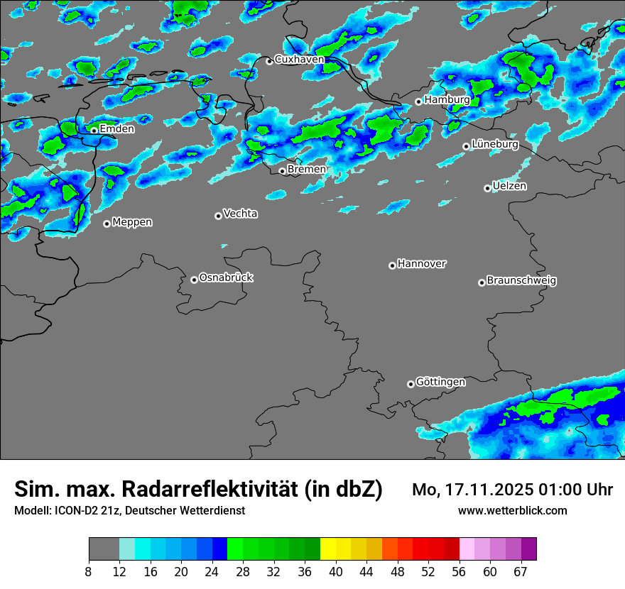Modellkarten Simuliertes Radarbild