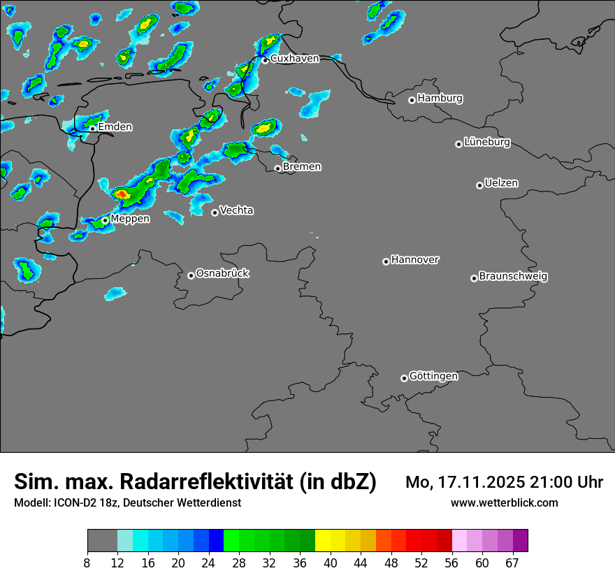 Modellkarten Simuliertes Radarbild