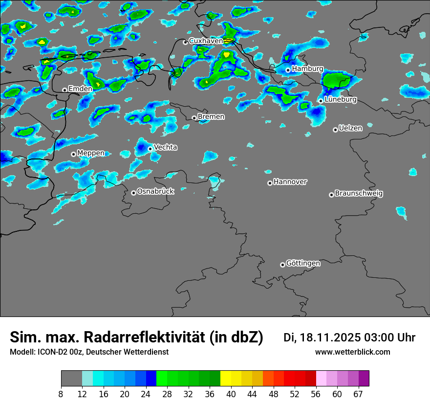 Modellkarten Simuliertes Radarbild