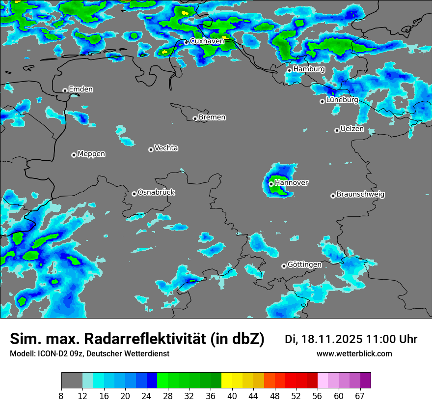 Modellkarten Simuliertes Radarbild