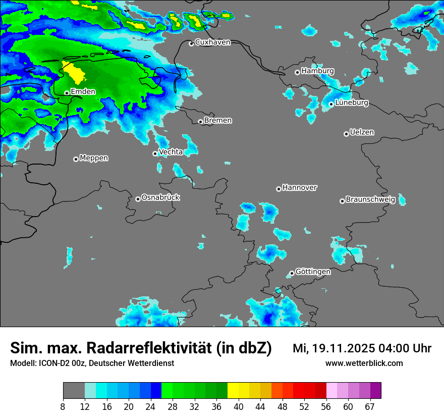 Modellkarten Simuliertes Radarbild